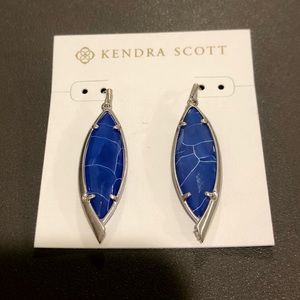 Kendra Scott Silver Drop Earrings in Blue Marble